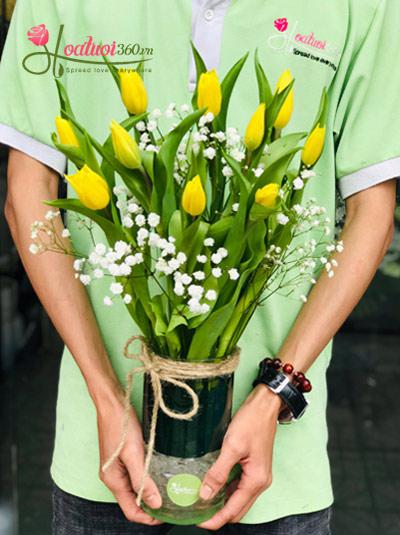 Tulip flowers vase - Sunny