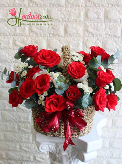 Basket of red roses - Brilliant summer