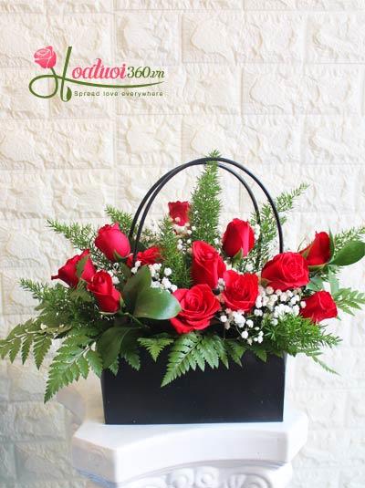 Basket of flowers happy women