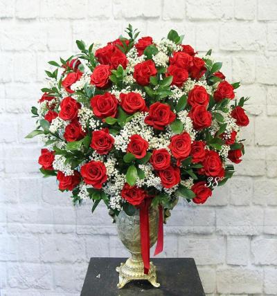 Red roses vase - Unique