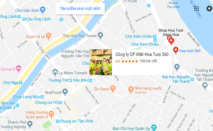 bản đồ shop hoa tươi quận 4 hoa tươi 360