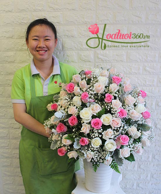 Congratulation flowers - Pink heart 
