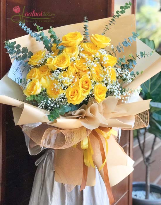 Golden Ohara rose bouquet - Birthday gift