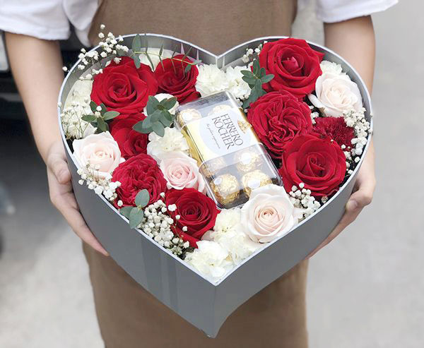 Heart chocolate flower box instead of words to say