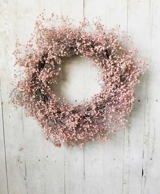 Beautifully decorated dried baby wreath